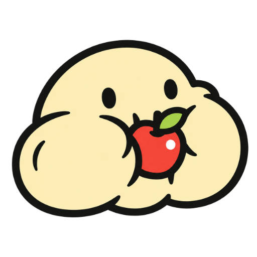The iMunch mascot munching an apple